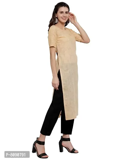 Aarsha Yellow Cotton Round Neck Women's Kurti-thumb2