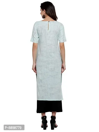 Aarsha Sky Blue Cotton Round Neck Women's Kurti-thumb4