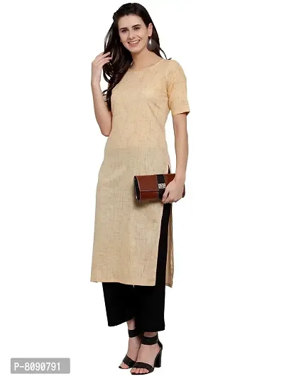 Aarsha Yellow Cotton Round Neck Women's Kurti-thumb3