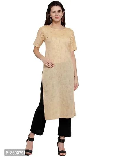 Aarsha Yellow Cotton Round Neck Women's Kurti-thumb0