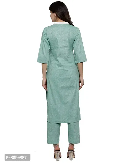 Aarsha Turquoise Collar Women Cotton Kurti with Trousers(XS TO 7XL)-thumb4