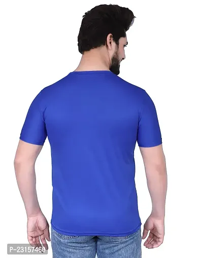 Reliable Blue Polycotton Solid T-Shirt For Men-thumb3