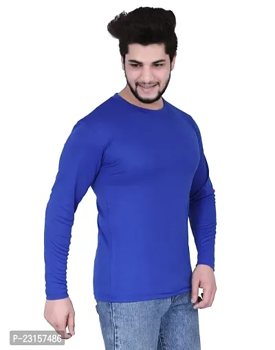 Reliable Blue Polycotton Solid T-Shirt For Men