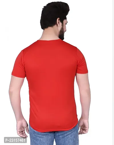 Reliable Red Polycotton Solid T-Shirt For Men-thumb2