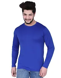 Reliable Blue Polycotton Solid T-Shirt For Men-thumb1