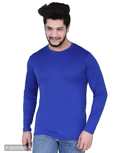 Reliable Blue Polycotton Solid T-Shirt For Men-thumb2