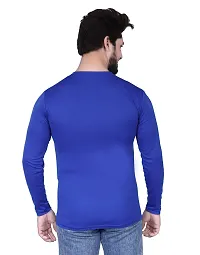 Reliable Blue Polycotton Solid T-Shirt For Men-thumb2