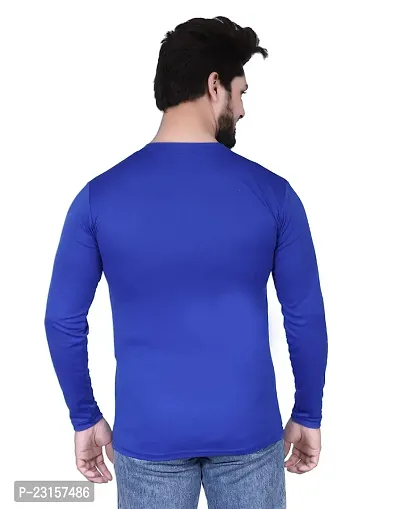 Reliable Blue Polycotton Solid T-Shirt For Men-thumb3