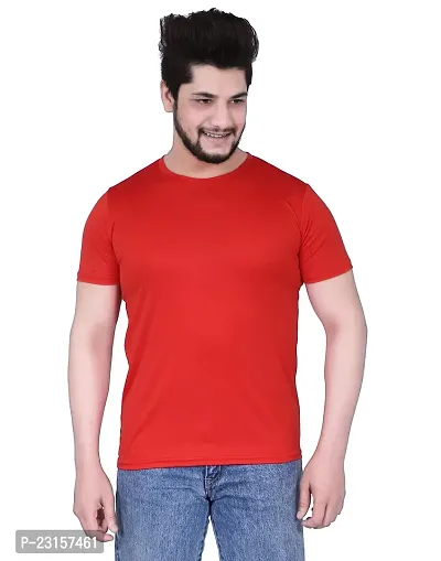 Reliable Red Polycotton Solid T-Shirt For Men-thumb0