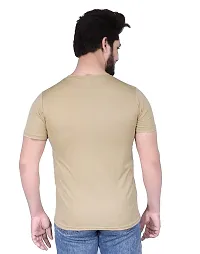 Reliable Beige Polycotton Solid T-Shirt For Men-thumb1