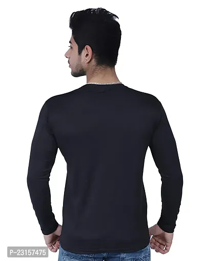 Reliable Black Polycotton Solid T-Shirt For Men-thumb3