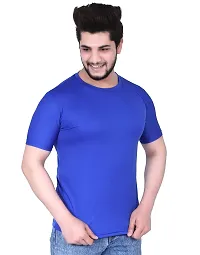 Reliable Blue Polycotton Solid T-Shirt For Men-thumb1