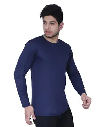 Reliable Navy Blue Polycotton Solid T-Shirt For Men-thumb1