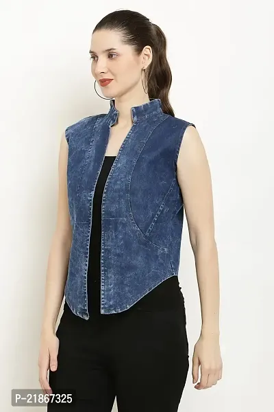 WOMEN SLEEVE LESS DENIM JACKET-thumb2