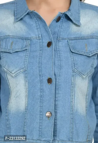 Classic Denim Solid Jacket for Women-thumb3