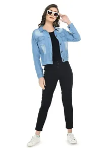 Classic Denim Solid Jacket for Women-thumb3