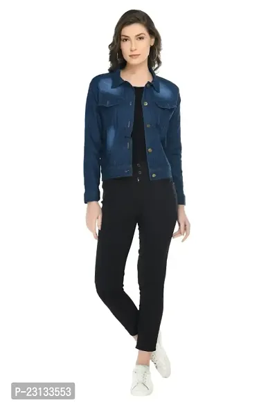 Classic Denim Solid Jacket for Women-thumb0