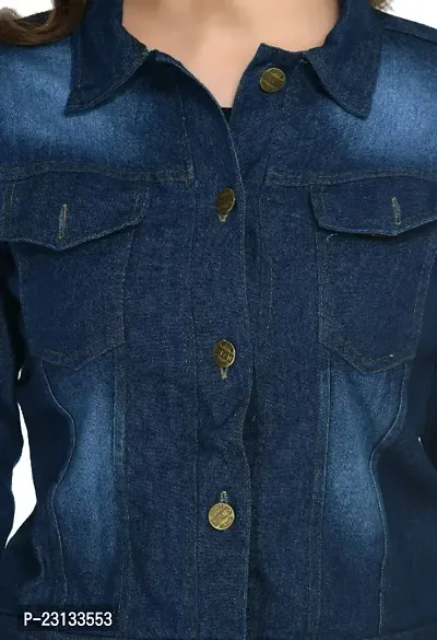 Classic Denim Solid Jacket for Women-thumb3