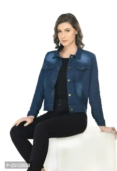 Classic Denim Solid Jacket for Women-thumb2