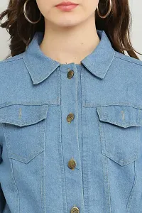 Classic Denim Solid Jacket for Women-thumb2