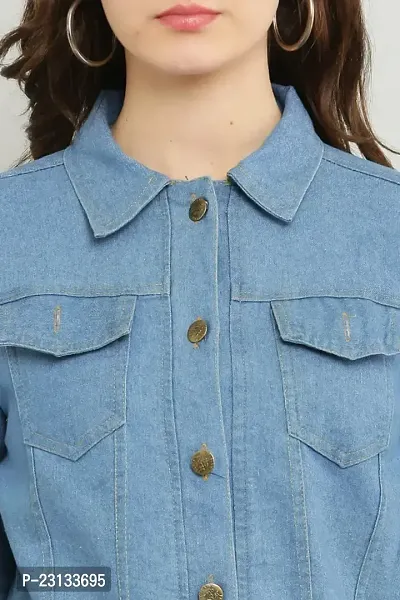 Classic Denim Solid Jacket for Women-thumb3