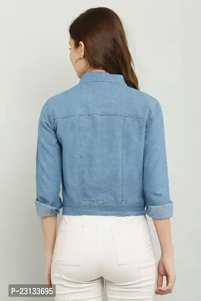 Classic Denim Solid Jacket for Women-thumb4