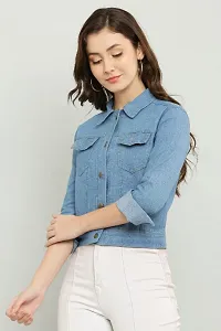 Classic Denim Solid Jacket for Women-thumb1