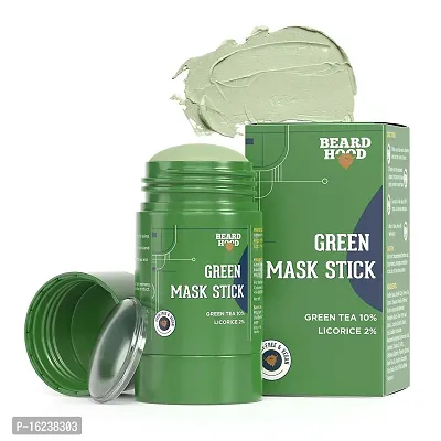 Green Tea Cleansing Mask Stick for Face | For Blackheads, Whiteheads  Oil Control | Made in India | Purifying Solid Clay Detox Mud Mask | With Hyaluronic Acid  Green Tea Visit the BEARDHOOD Store-thumb0