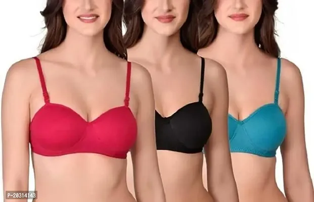 Dreams Womens Cotton Lightly Padded Non-Wired T-Shirt Bra Combo Pack of 3
