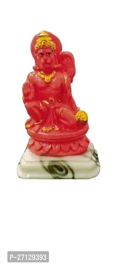 Marble dust Hanuman Ji Ki Murti in Blessing Posture with Gada Sitting 10cmx6cmx4cm-thumb0