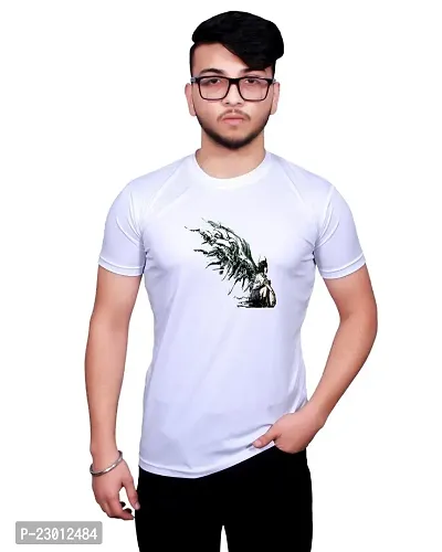 Reliable Round Neck Graphic Printed White T-Shirt-thumb0