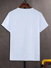 Men Stylish White Printed Cotton Round Neck T-Shirt-thumb3