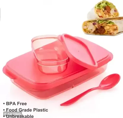 Pink Color Unbreakable Divine Leak Proof Plastic Lunch Box Food Grade Plastic BPA-Free 2 Containers with Spoon