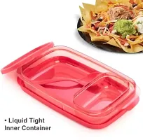 Pink Color Unbreakable Divine Leak Proof Plastic Lunch Box Food Grade Plastic BPA-Free 2 Containers with Spoon-thumb3