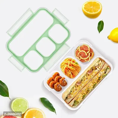 Leak Proof Lunch Box 4 Compartment Reusable Microwave Freezer Safe Food Containers with Spoon Multicolor-thumb2