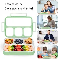 Leak Proof Lunch Box 4 Compartment Reusable Microwave Freezer Safe Food Containers with Spoon Multicolor-thumb2