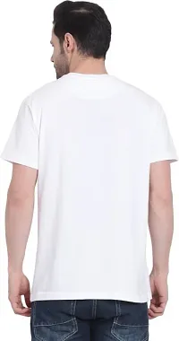 Trendy White Cotton Blend Solid Round Neck Tees For Men-thumb1