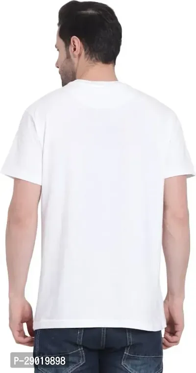 Trendy White Cotton Blend Solid Round Neck Tees For Men-thumb2