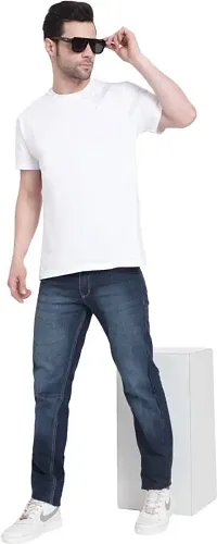 Trendy White Cotton Blend Solid Round Neck Tees For Men-thumb4