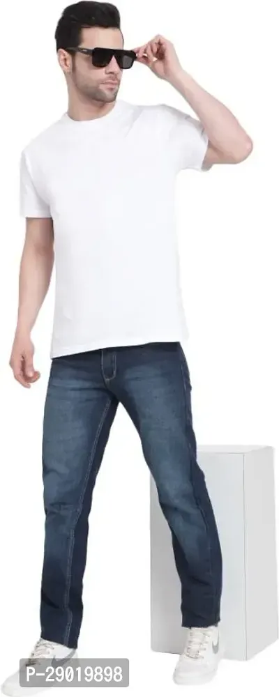 Trendy White Cotton Blend Solid Round Neck Tees For Men-thumb5