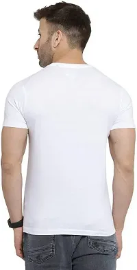 Trendy White Cotton Blend Solid Round Neck Tees For Men-thumb1