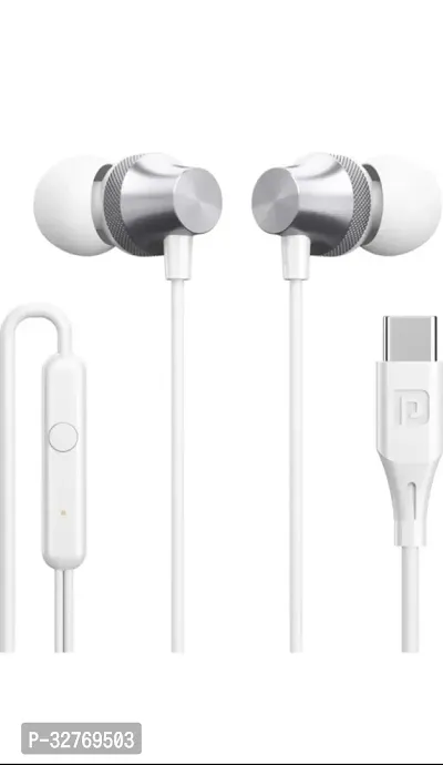 Stylish White Wired Headphone With Microphone