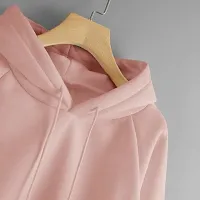 Peach Fleece Solid Sweaters For Women-thumb2