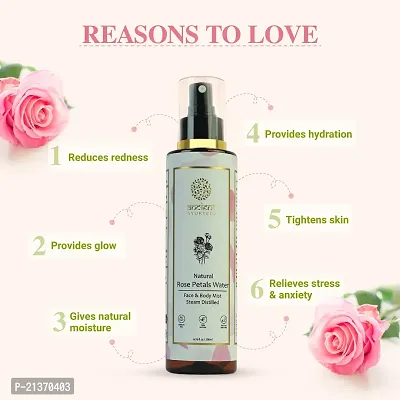 Natural Rose Petal Water Face  Body Mist Steam Distilled- 200 ML-thumb2