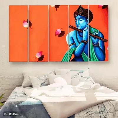Radha Krishna Multiple Frames Wall Painting For Living Room, Bedroom, Hotels & Office With Sparkle Touch 7mm Hard Wooden Board (50*30 inches)-thumb0