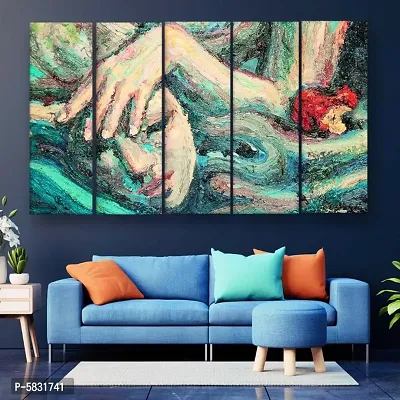 Modern Art Abstract Multiple Frames Wall Painting For Living Room, Bedroom, Hotels & Office With Sparkle Touch 7mm Hard Wooden Board (50*30 inches)