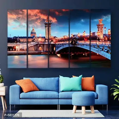 Skyline  Multiple Frames Wall Painting For Living Room, Bedroom, Hotels & Office With Sparkle Touch 7mm Hard Wooden Board (50*30 inches)