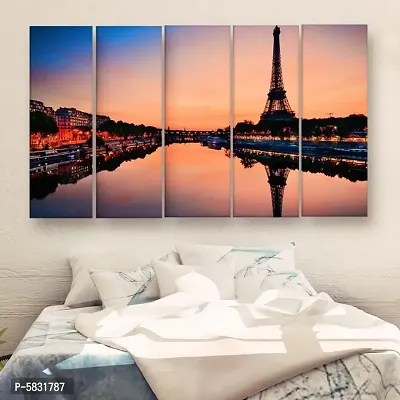 Skyline  Multiple Frames Wall Painting For Living Room, Bedroom, Hotels & Office With Sparkle Touch 7mm Hard Wooden Board (50*30 inches)-thumb0