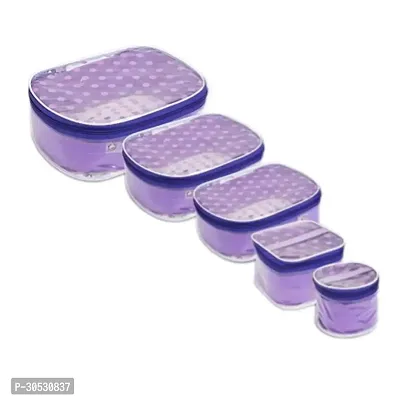 Pack of 5 Purple Polka Dot Printed Makeup  Jewellery Vanity Box-thumb3