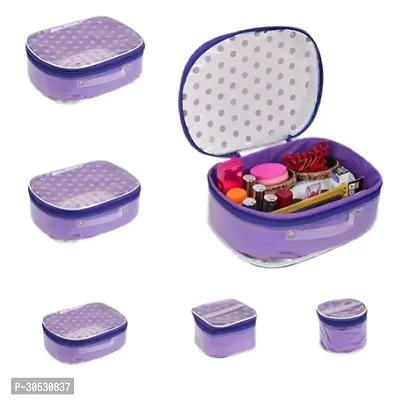 Pack of 5 Purple Polka Dot Printed Makeup  Jewellery Vanity Box-thumb2